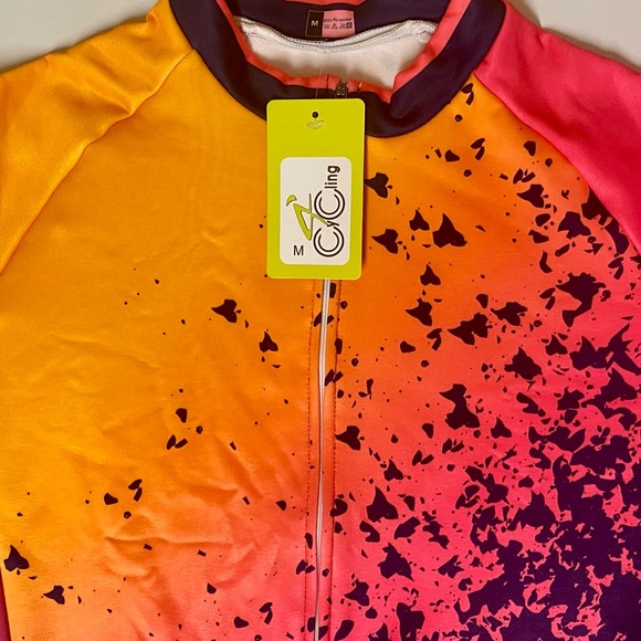 FRELSI ORANGE VOLCANO FLEECE LINED WOMEN’S CYCLING JERSEY SIZE MEDIUM - Picture 7 of 10